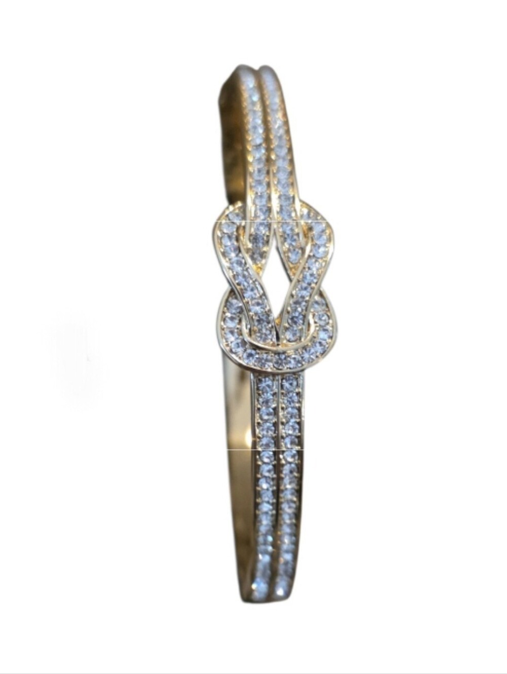 Gold Knot Pave CZ Bangle Bracelet - Elegant Women's Jewelry
